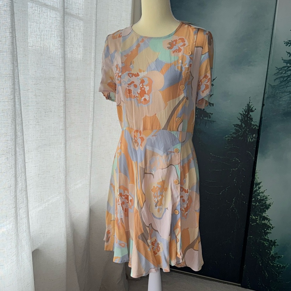 Zara New With Tags Floral Button Dress (Size S-M)